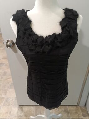 Bottega Veneta Black Ruffle-Trim Sleeveless Camisole